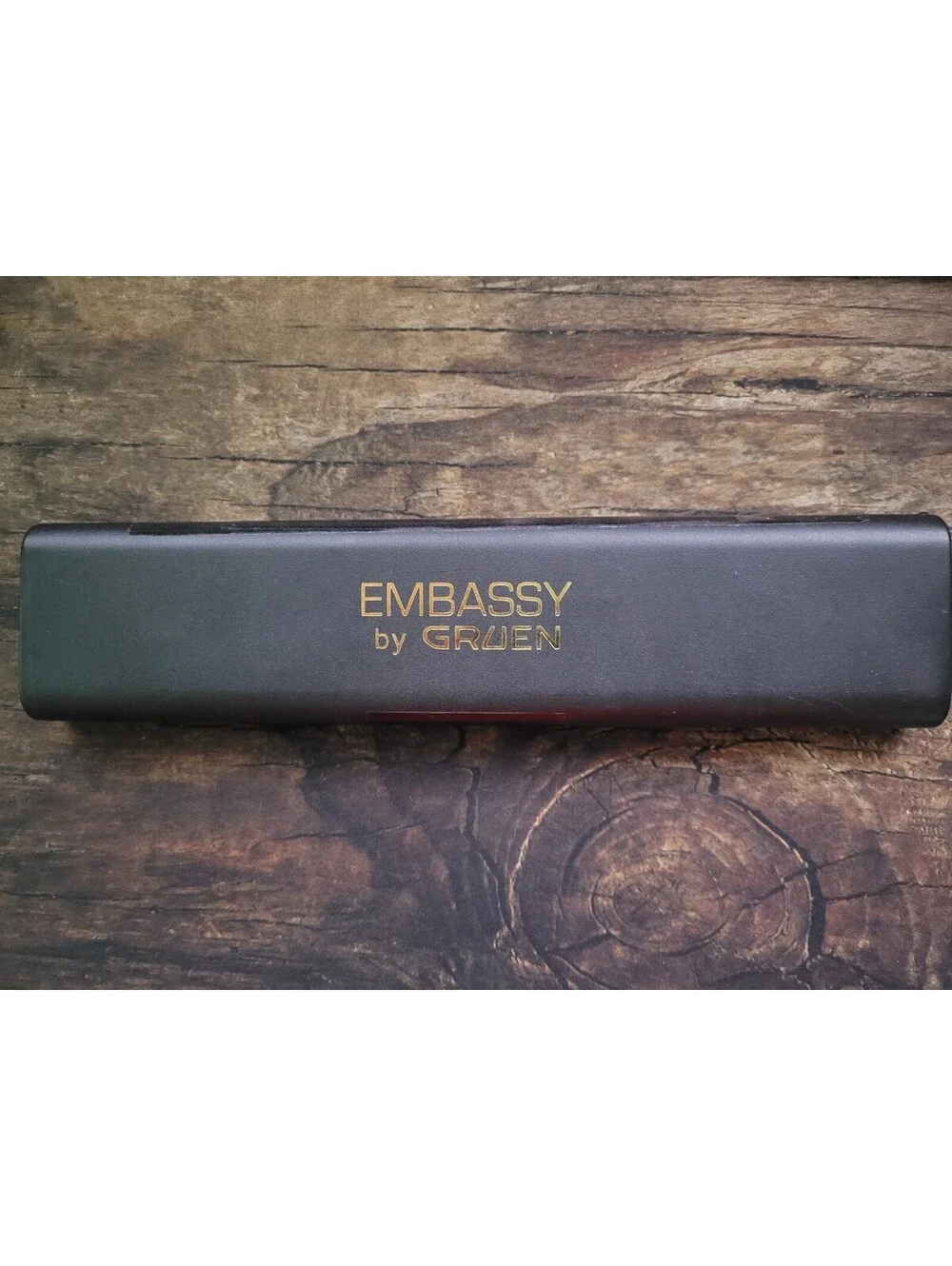 Rare Vintage Gruen Embassy Blk Chrome Mens Watch New In Box